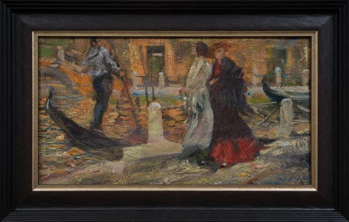 Allan Österlind (1855-1938) - Scène Vénitienne avec gondoliers