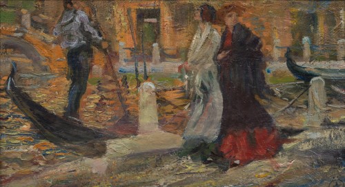 Tableaux et dessins Tableaux XIXe siècle - Allan Österlind (1855-1938) - Scène Vénitienne avec gondoliers