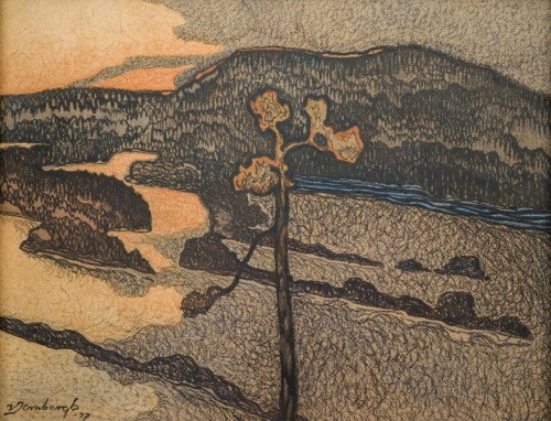 Tableaux et dessins  - Victor Jernbergh (1882-1963) - Evening Glow by the River, 1917