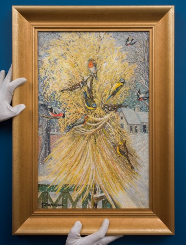 Georg Stoopendaal (1866–1953) - Gerbe de Noël avec oiseaux - Tableaux et dessins Style 