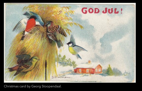 Georg Stoopendaal (1866–1953) - Gerbe de Noël avec oiseaux - 