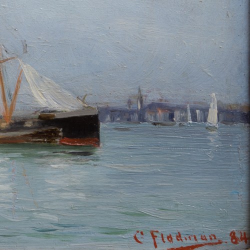 Carl Flodman (1863-1888) - Scène portuaire de 1884 - ClassicArtworks Stockholm