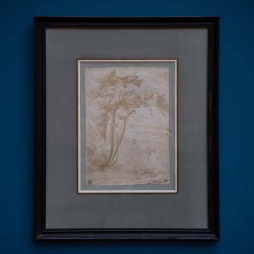 Tableaux et dessins Dessin, Aquarelle & Pastel - École hollandaise ou flamande - Un vaste paysage avec des arbres