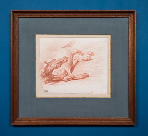 Adam Frans van der Meulen (1632-1690) - Étude d’un cheval couché sur son flanc droit, vu de face - ClassicArtworks Stockholm