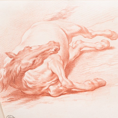 Antiquités - Adam Frans van der Meulen (1632-1690) - Étude d’un cheval couché sur son flanc droit, vu de face