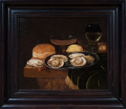 Govert Dircksz Camphuysen (1623 – 1672)  - Still Life with Oysters, a Roemer and Other Obj