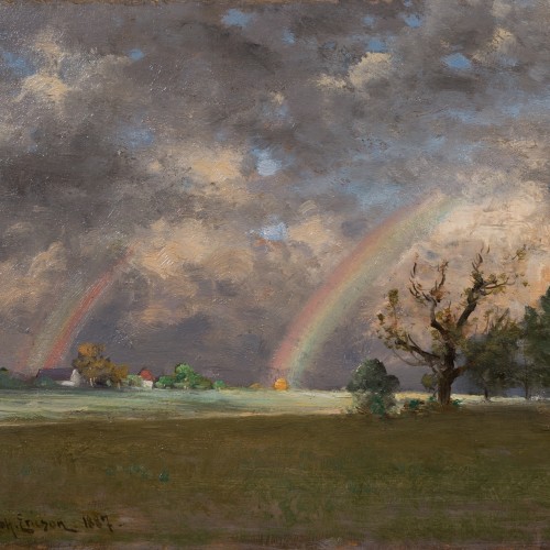XIXe siècle - Johan Ericson (1849–1925 - Paysage avec double arc-en-ciel, 1887