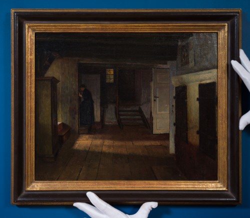 Henrik Nordenberg (1857–1928) - Intérieur avec dame près de l’escalier - Tableaux et dessins Style 