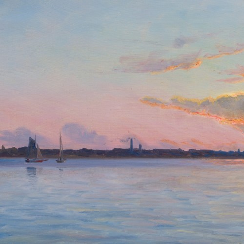 Albert Edward Wang (1864–1930)  - Sunset off the Coast of Hellerup - 