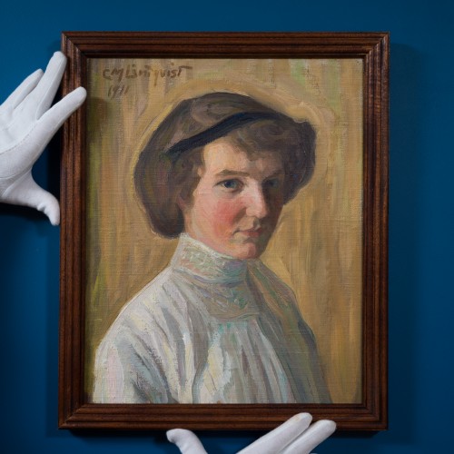Carl Magnus Lindqvist (1884–1977) - Portrait d’une jeune femme - Tableaux et dessins Style 