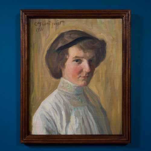 Tableaux et dessins Tableaux du XXe siècle - Carl Magnus Lindqvist (1884–1977) - Portrait d’une jeune femme