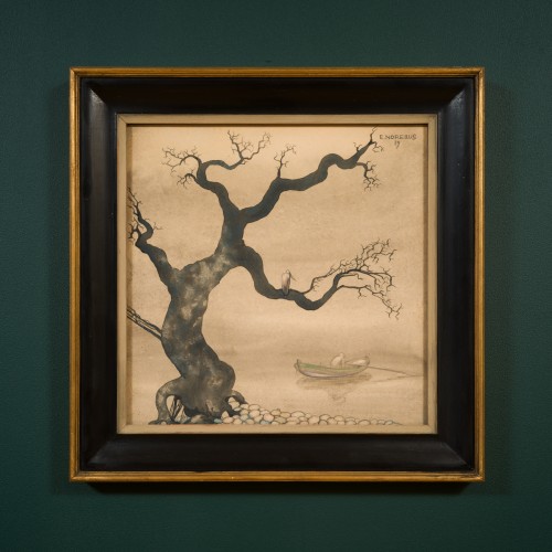 Einar Norelius (1900–1985) - Personnage ramant dans un paysage étrange - ClassicArtworks Stockholm