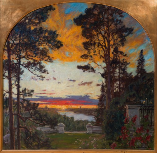 Tableaux et dessins Tableaux du XXe siècle - Gottfrid Kallstenius (1861–1943) - Vue de Stockholm depuis une terrasse imaginaire
