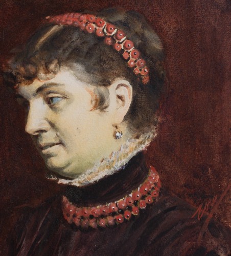 Anders Zorn (1860–1920) - Portrait of Mrs Veronica Heiss with Coral Hair Ornament  - 