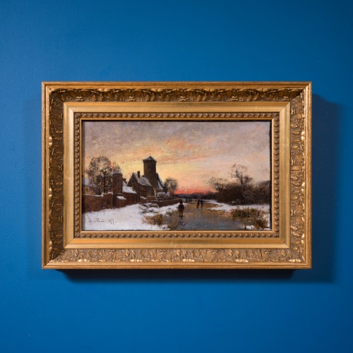  - Oscar Törnå (1842–1894) - Skaters at Sunset by the Village Creek