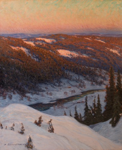 Anshelm Schultzberg (1862–1945) - Winter Landscape at Dusk - 