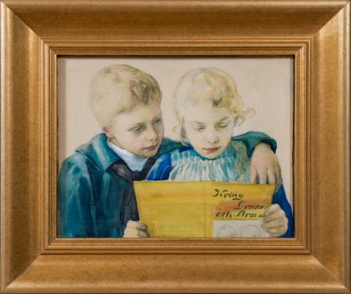 Gerda Tirén (1858–1928) - Portrait of Nils And Stina Tirén Reading 