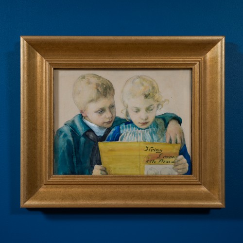 XIXe siècle - Gerda Tirén (1858–1928) - Portrait de Nils et Stina Tirén lisant