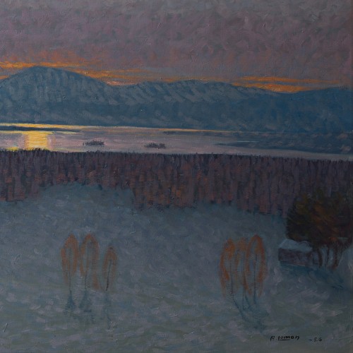 XXe siècle - Anders Loman (1879–1953) - Paysage de montagne au clair de lune, 1926
