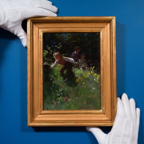 Severin Nilson (1846–1918), - Enfants dans une prairie fleurie - ClassicArtworks Stockholm