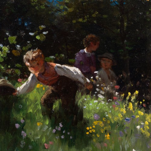 Severin Nilson (1846–1918), - Enfants dans une prairie fleurie - 