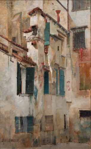 Tableaux et dessins Tableaux XIXe siècle - Axel Axelson (1854–1892) - Une cour à Venise, 1879