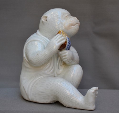 Asian Works of Art  - Hirado porcelain monkey, Japan 19th century