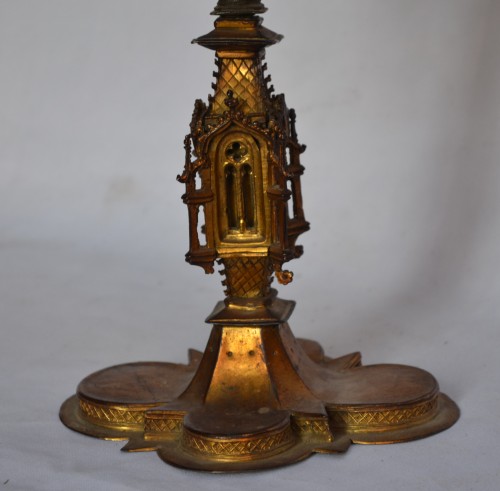 Monstrance in bronze and gilded copper - 