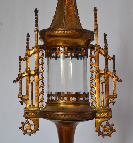 Middle age - Monstrance in bronze and gilded copper