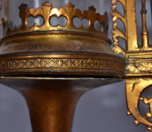 Antiquités - Monstrance in bronze and gilded copper