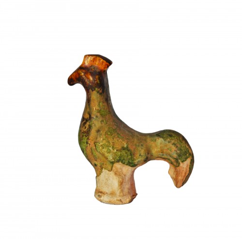 Glazed terracotta rooster - Tang Dynasty China 8th 9th century