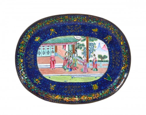 Enamelled copper dish, China Qing period