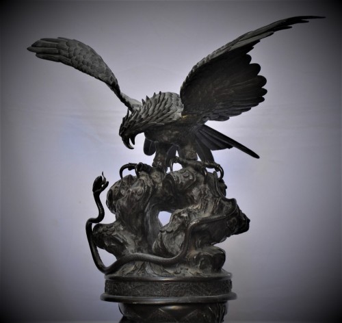 Large cast bronze censer . Japanese work of art .Meiji period. - 