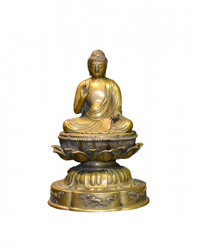 Bouddha en bronze coulé, Japon époque Edo