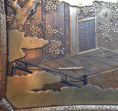 Japanese lacquer tray ,gold and Aogaï inla, Edo périod - Asian Works of Art Style 