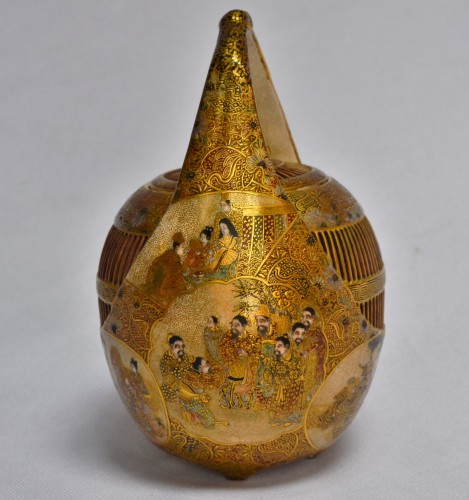 XIXe siècle - Brûle-parfums "cage à grillons" en faience de Satzuma, Japon 19e siècle