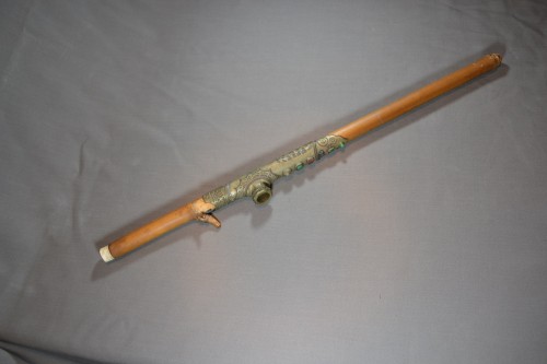 19th century - Opium pipe. Bamboo Jadeite Metals, China Qing dynasty 19th century