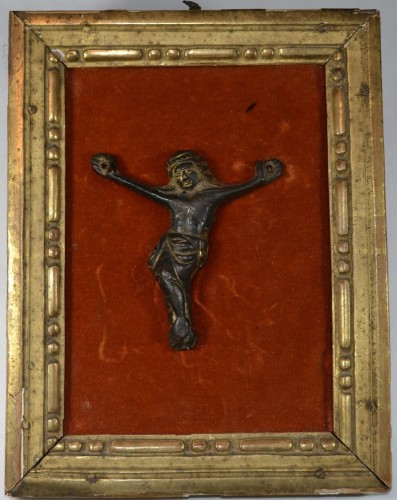 Christ en bronze doré, France 13e siècle - Art sacré, objets religieux Style Moyen Âge