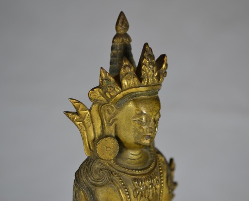 18th century - Amitayus in gilded bronze.China Qing period 18th century