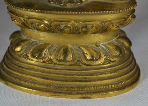 Antiquités - Amitayus en bronze doré.Chine époque Qing 18e siècle