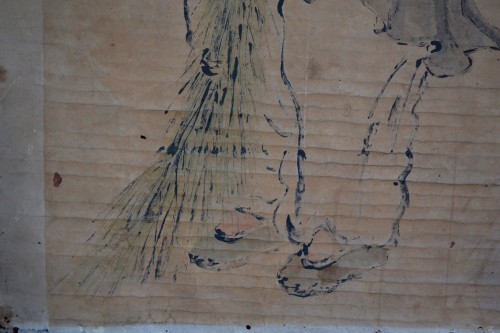 Asian Works of Art  - Chinese ink on paper. Shih Te monk and is Broom