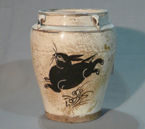 Pair of cizhou type jars representing hares - Asian Works of Art Style 