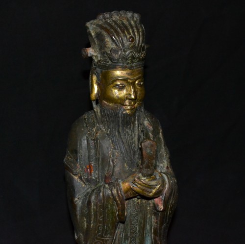 XVIIe siècle - Dignitaire en bronze doré.dynastie Ming, Chine 17e siècle ou avant