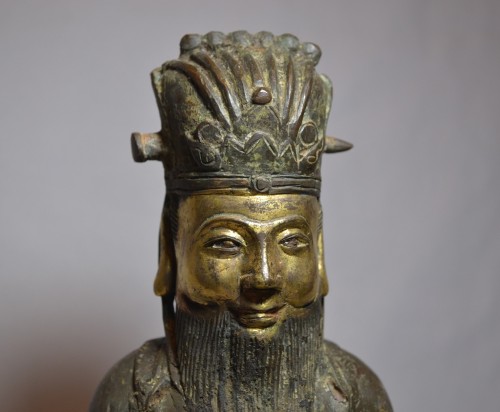 Dignitaire en bronze doré.dynastie Ming, Chine 17e siècle ou avant - 