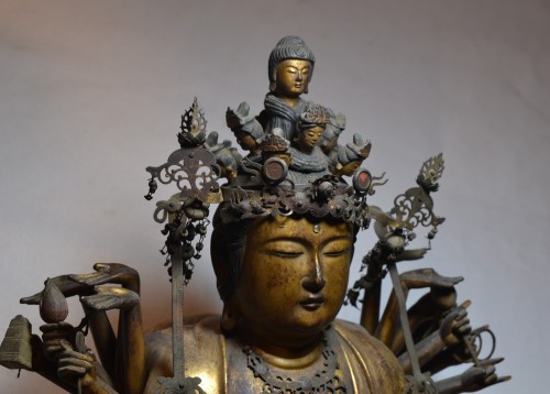  - Kannon en bois laqué et doré, Japon période début Edo 18e siècle