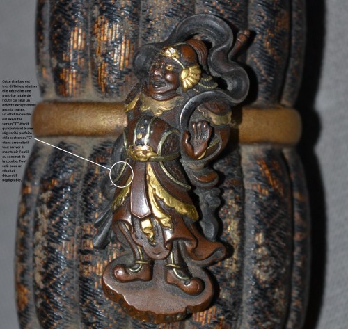 Tanto aux lotus en laque à monture argent,or et shakudo Japon19e siècle - Arts d