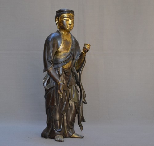 Kwannon in Gilded Bronze, Japan Muromachi 16th century - Asian Works of Art Style 