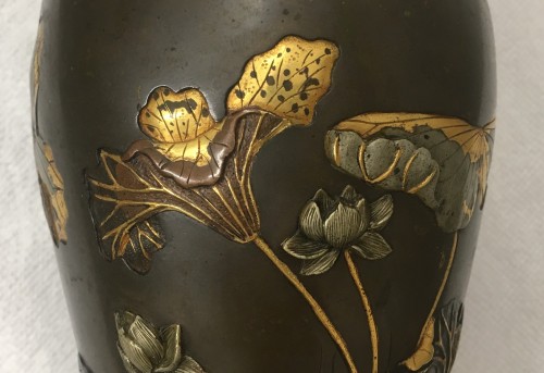 Pair of mixed metal vases, Japan Meiji period end of the 19th century - Asian Works of Art Style 