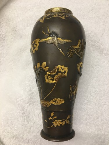 Pair of mixed metal vases, Japan Meiji period end of the 19th century - 