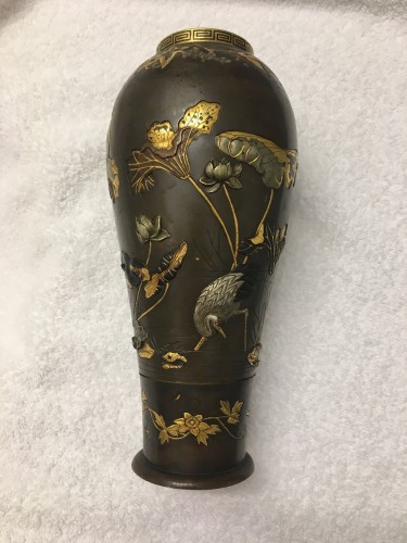 Pair of mixed metal vases, Japan Meiji period end of the 19th century - 